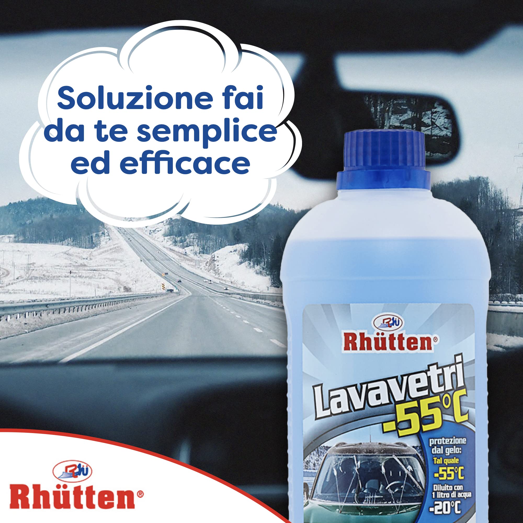 Lavavetri Invernale -55°C, Per Vaschette Lavavetri e Lavafari, Da Diluire, Alta protezione dal Gelo, Indicato per Inverni Rigidi, 1L