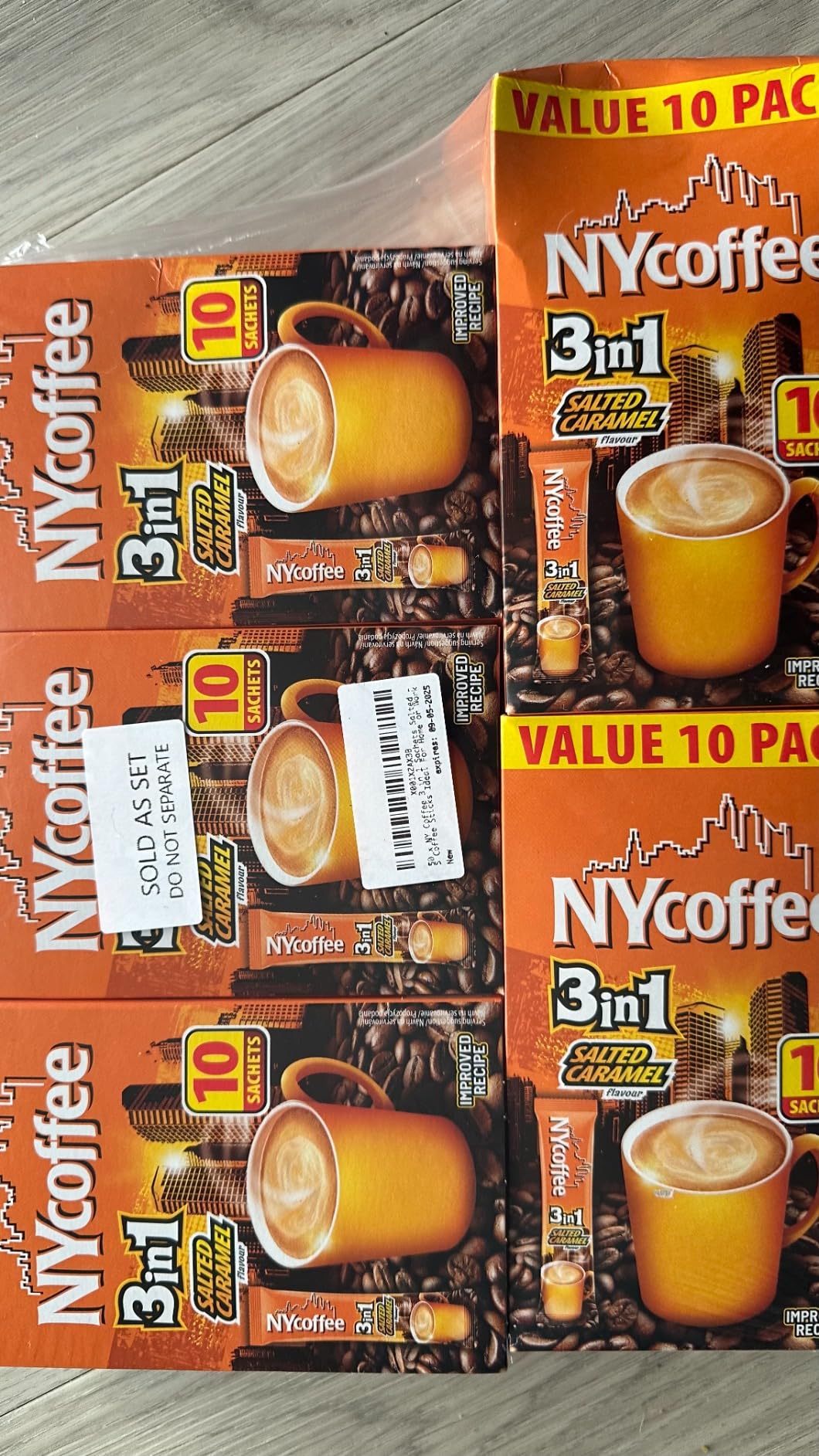 50 x NY Coffee 3 in 1 Sachets Salted Caramel Flavour Sachets 5 Boxes