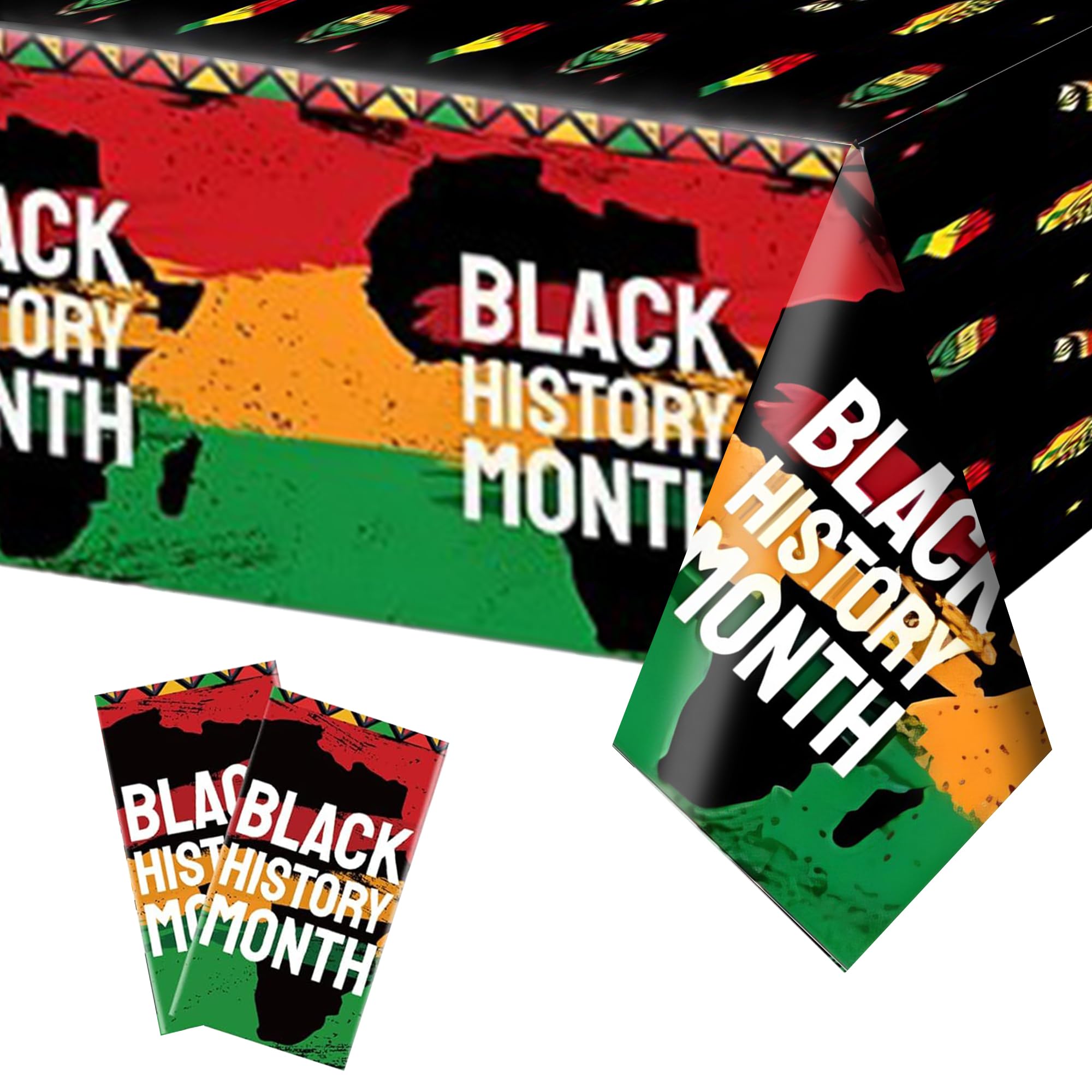 Black History Month Celebration Tablecloth, 130x220cm PE Table Cover, African American Heritage Dining Table Decor for Black History Month Event Decorations (2)