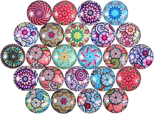 Miniatura 3 de JOVITEC Cabujones de cúpula impresos de mosaico de 0.472 in, color mixto, patrón de flores, medio redondo, manualidades, mosaico de vidrio para