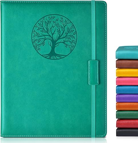 Miniatura 11 de Cuaderno rayado para mujeres y hombres, 256 páginas, tamaño A4, grande, de tapa dura, de cuero, para escribir, viajes, negocios, trabajo, escuela,