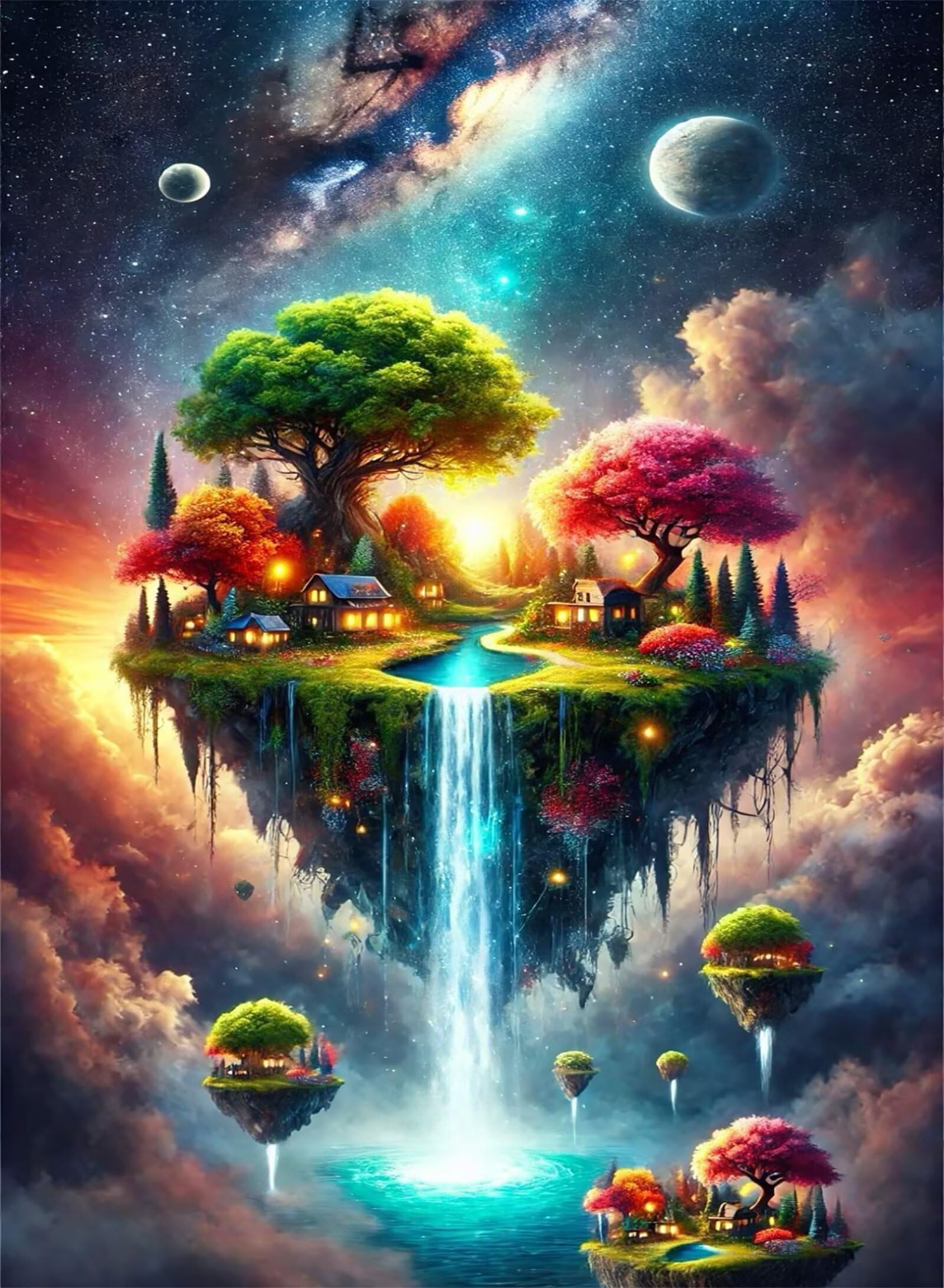 2000 Teile Puzzle Für Erwachsene,Fantasy Island Village DIY-Puzzle,Kreative Unterhaltung, Spaß, Klassisches Puzzles Familienspiele