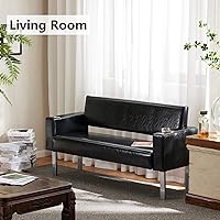 Vista 9 de Asiento de banco para sala de espera, sillas de oficina de recepción de salón, sillas de vestíbulo de invitados resistentes con 2 portavasos