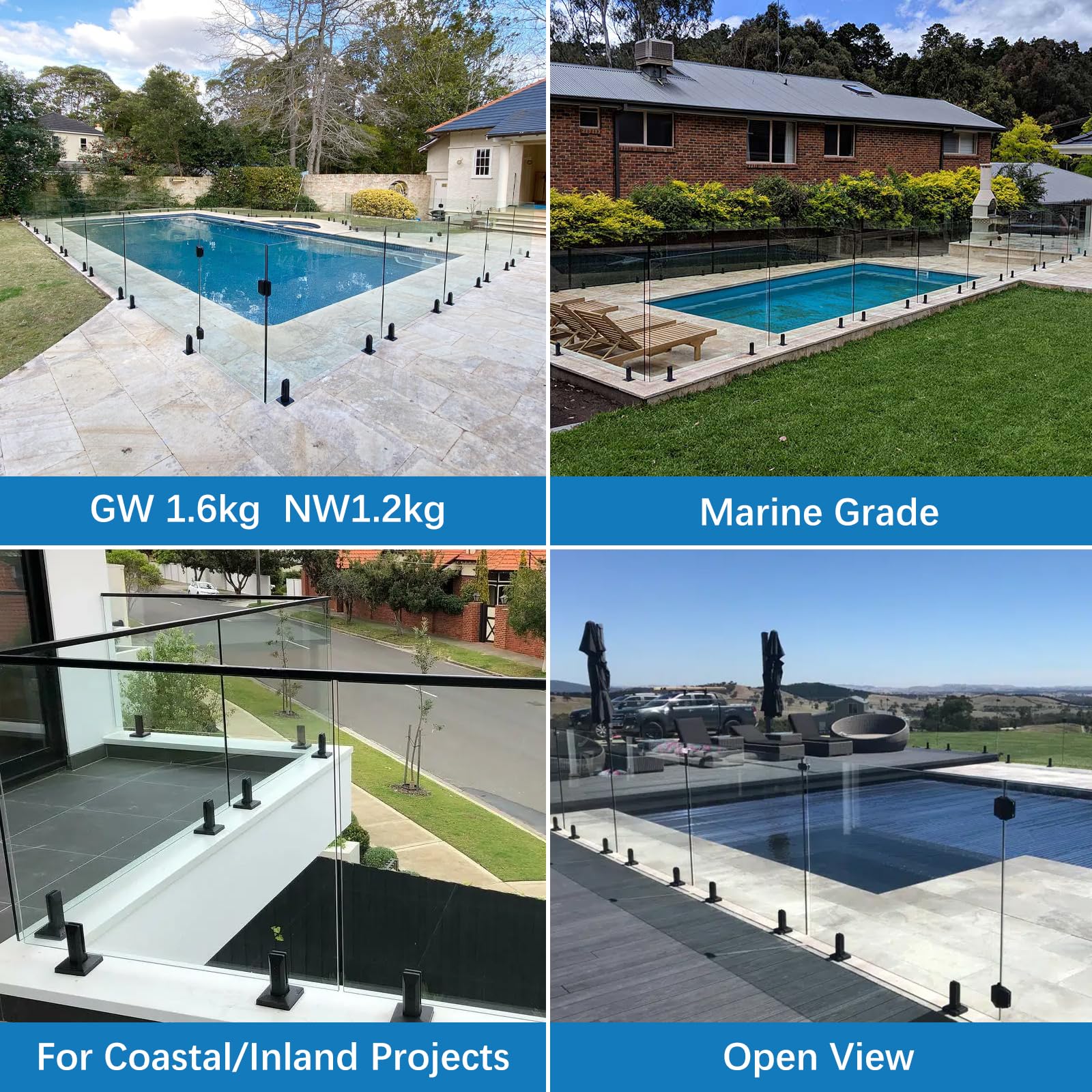 Snapklik.com : Marine Grade SS2205 Glass Pool Fence Spigot, Matte Black ...