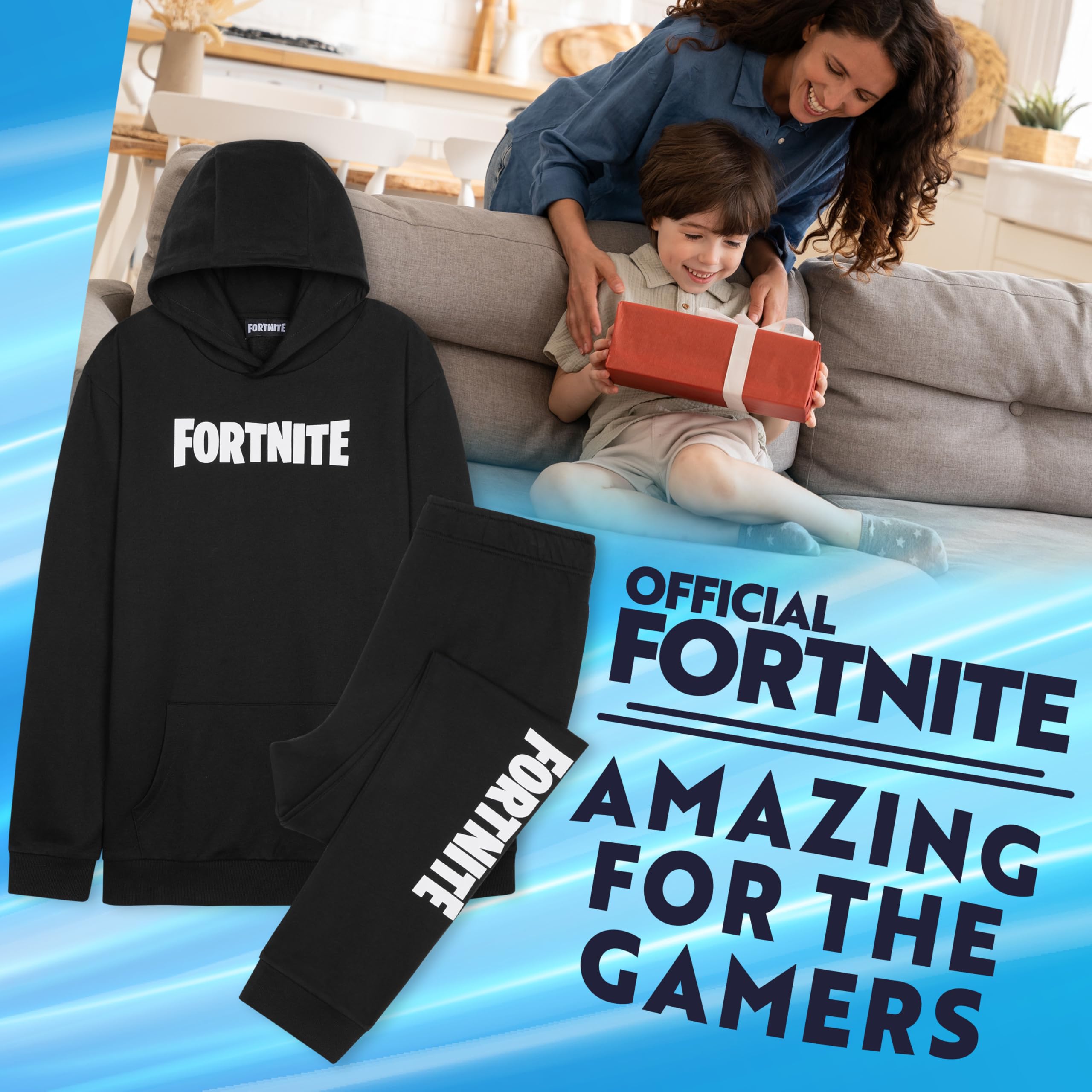 Fortnite Chándal Niño Adolescente Conjunto con Sudadera con Capucha y Pantalón, Ropa Deportiva Infantil Cálida, Regalo Niños