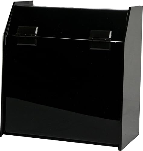 Miniatura 7 de Urna acrílica negra de 5 x 9 x 6 con cerradura, marco de anuncios de 8.5 x 5.5 y soporte para folleto triple - Contenedor de plástico para