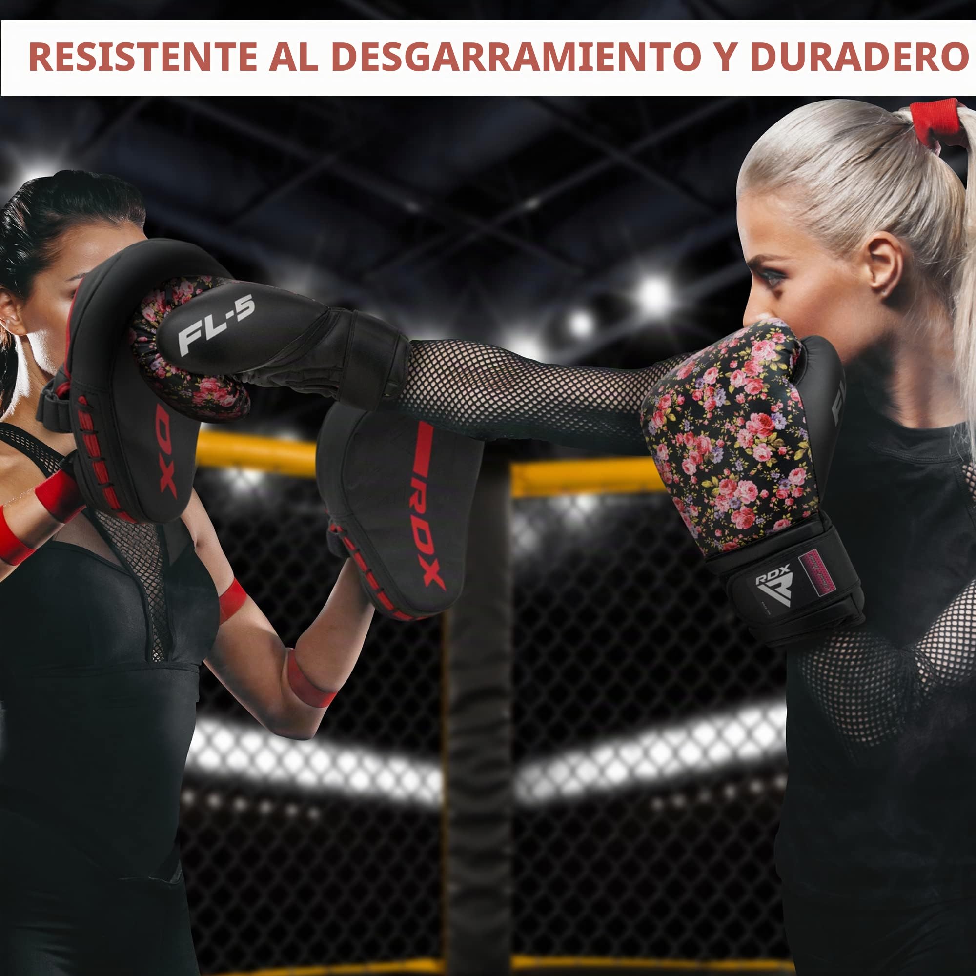 RDX Mujeres Guantes de Boxeo Muay Thai Entrenamiento, Maya Hide Cuero, Boxing Gloves para Sparring Kickboxing Artes Marciales Saco Manoplas de Boxeo MMA Fight Training, 8 10 12oz