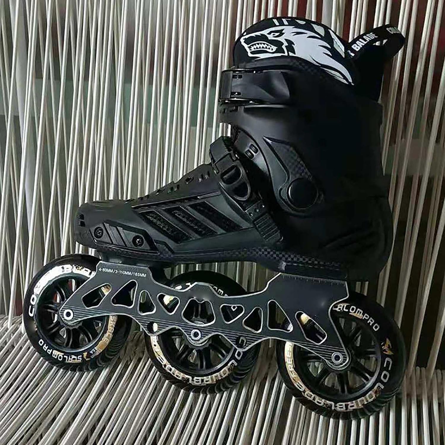 Inline Skates Racing Skates Wheels Outdoor Inline Roller Skates Blades for Men Women Adult High Performance Fitness Racing Aggressive Inline Skates Black