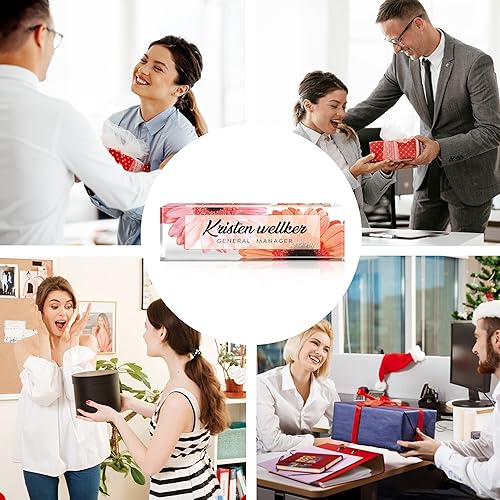 Miniatura 6 de Placa de nombre de oficina personalizada para escritorio, regalos personalizados de agradecimiento a los empleados, placa de nombre de escritorio de