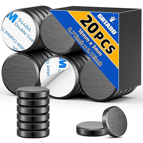 Grtard Paquete de 65 imanes para manualidades con respaldo adhesivo, imanes de disco redondos, perfectos para botón de refrigerador, taza de