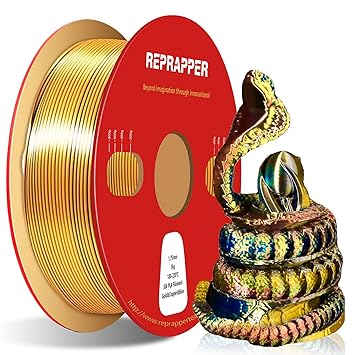 Reprapper Triple Color Filament Dichromatic pla Filament 1.75mm for 3D Printer, Multicolor Like Dual Color Rainbow PLA, 2.2lbs (1kg), Silk PLA Gold/Copper/Blue