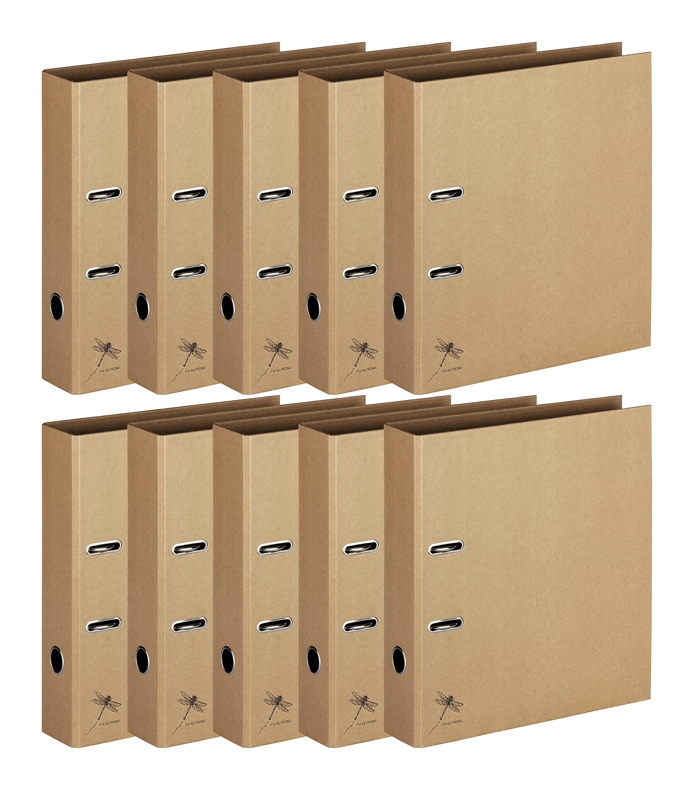 Pagna Ordner A4 Pur, praktische 2-Ring-Mechanik, Stabiler Graukarton mit Kraftpapier überzogen (10)