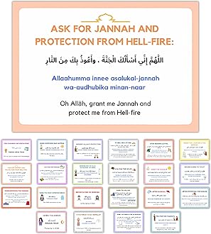 ISEE 360 22 PCs Everyday Dua Stickers | Duas from Sunnah Stickers for Muslim Home Kids Room | 15 x 10 cms