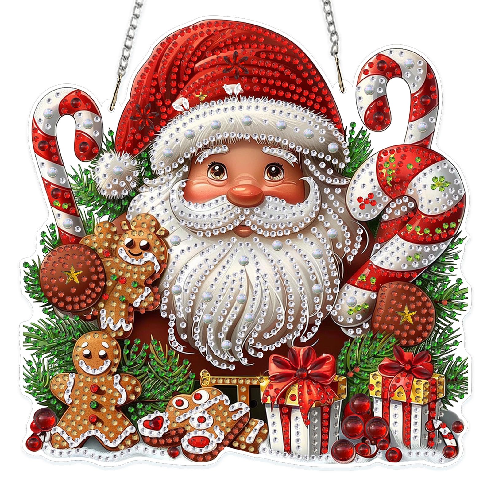 MOGTAA Christmas Diamond Art Hanging Kits for Adults Kids, 5D Special Shape Diamond Painting Santa Claus Pendant Kits, Crystal Rhinestones Crystal Art Painting for Home Decor Gifts