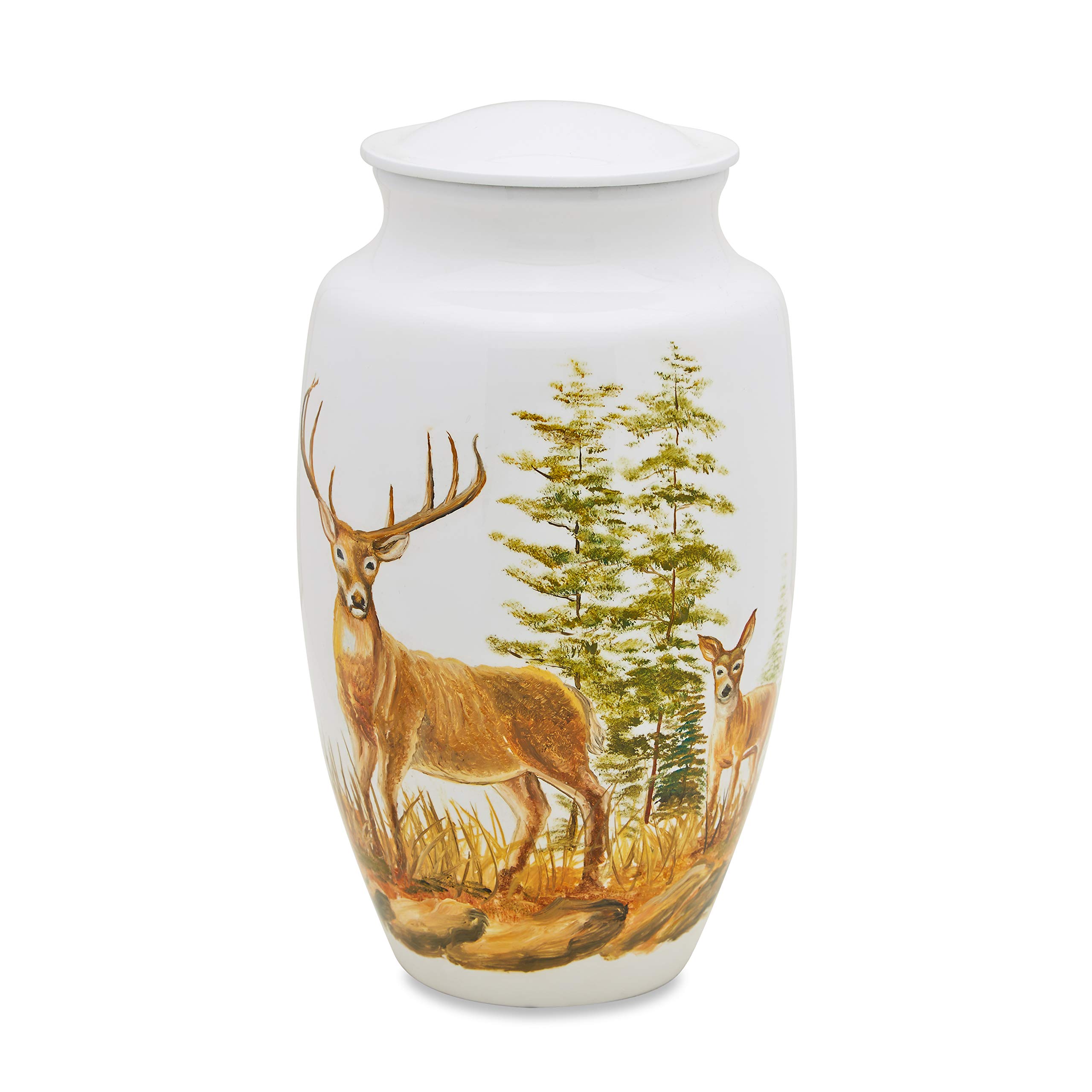 UrnsDirect2U Two Deer Adult Decorative-urns, White