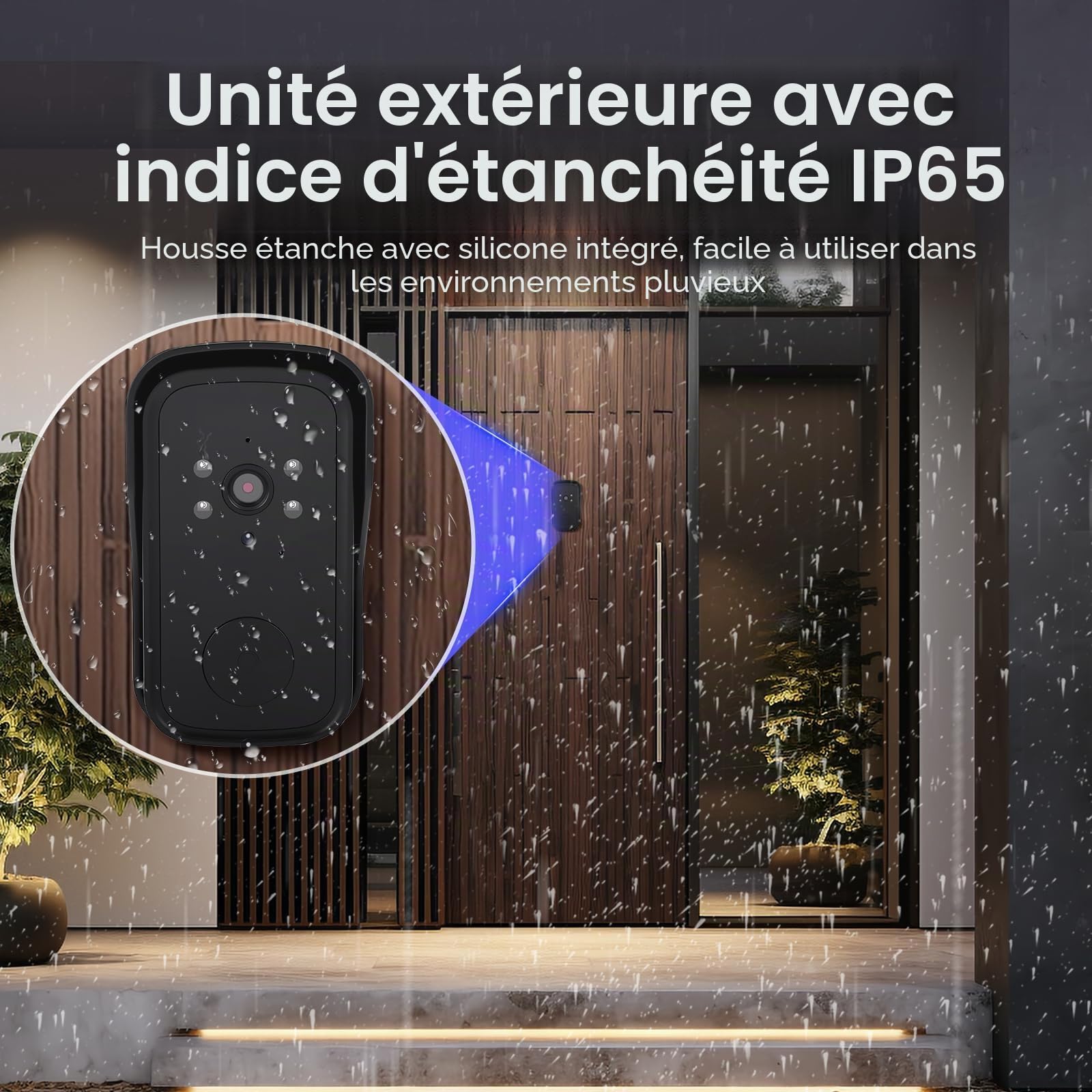 Sonnette Sans Fil avec Caméra 1080P Extérieur Étanche IP65, Visiophone avec Écran 4.3 Pouces, Angle 170° Vision Nocturne Audio Bidirectionnel, Interphone Vidéo Sans WiFi Sans Abonnement pour Maison
