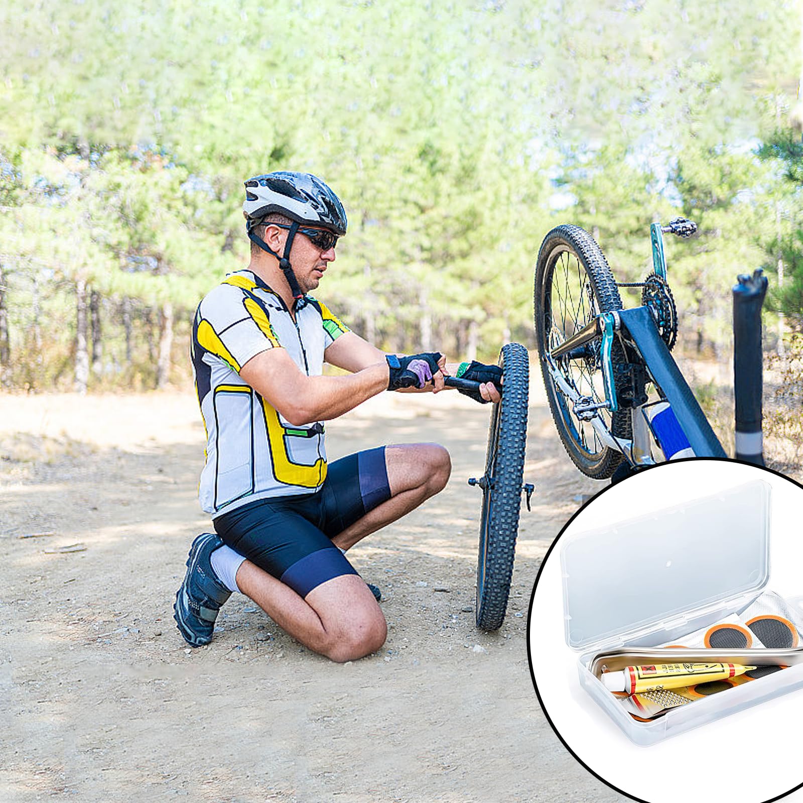 YITULOU Bike Puncture Repair Kit, 50 Pcs Bike Tyre Repair Kit with Crowbar - Image 4