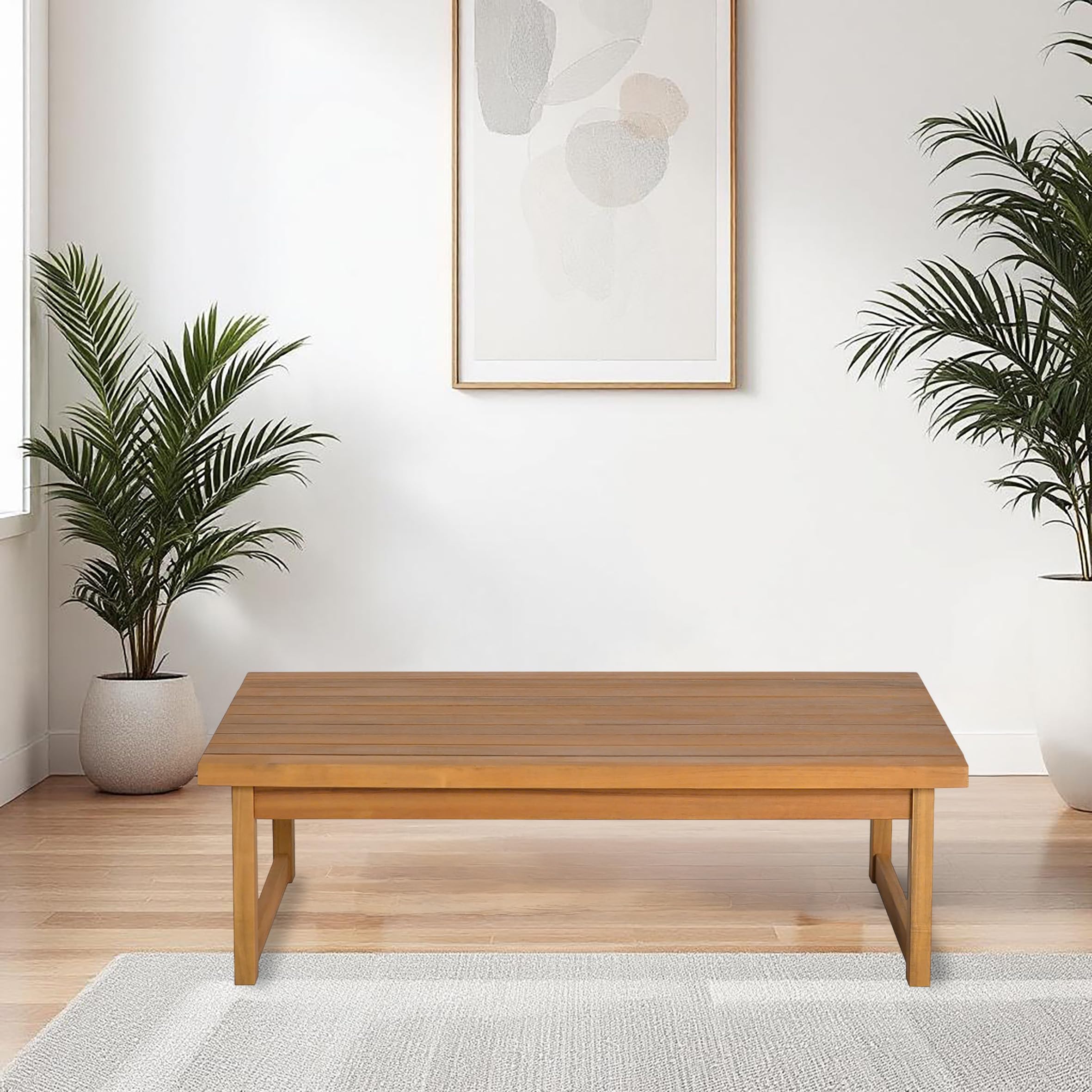 Spetebo Stół ogrodowy z drewna akacjowego olejowany – 106 x 66 cm – stolik kawowy z litego drewna – drewniany stół ogrodowy, balkonowy, stolik pomocniczy, stolik kawowy, stół do salonu, drewniany stół