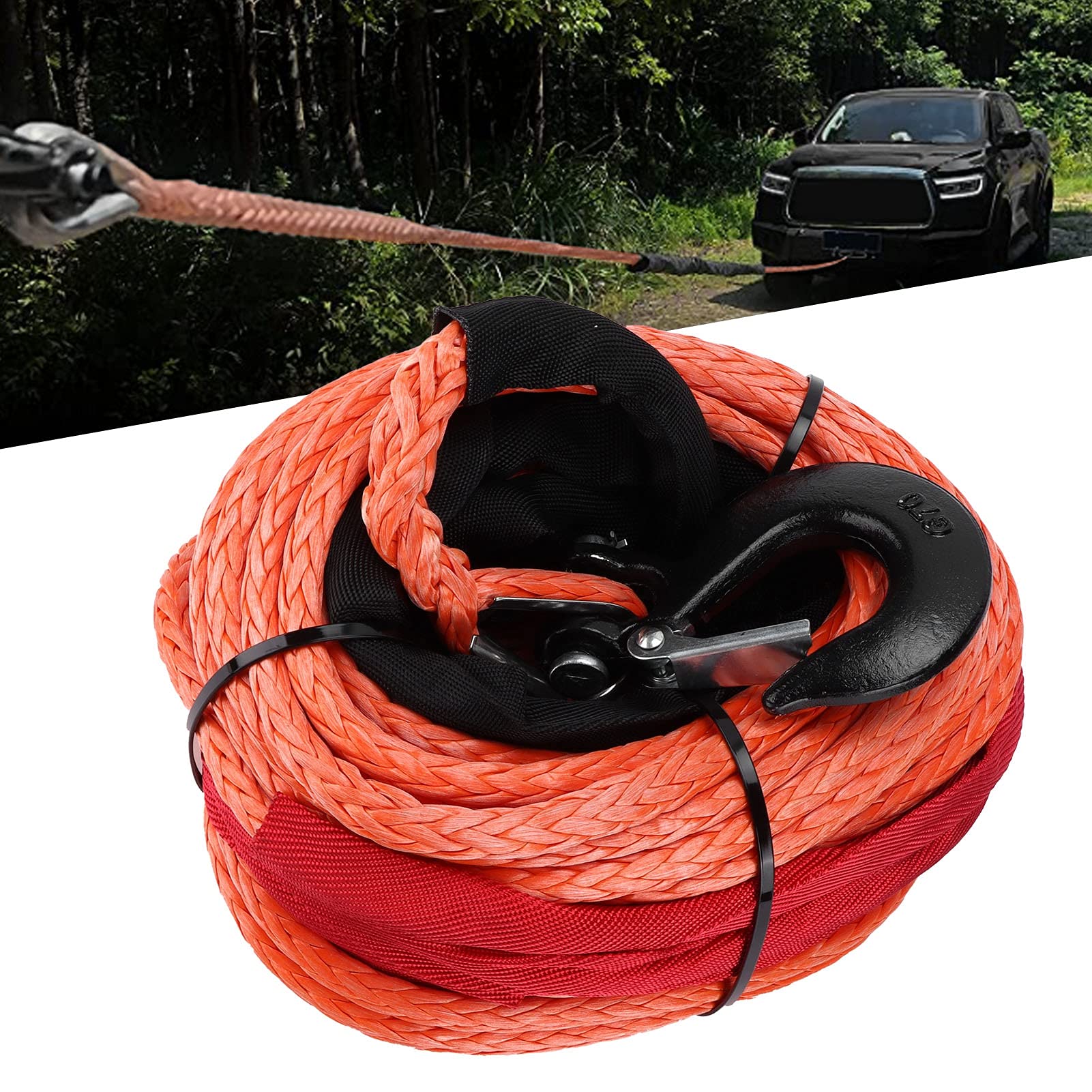Longzhuo Corda Sintetica 3/8 Pollici x 30m 23000 Libbre per 4WD, ATV, UTV, SUV, Camion, Barche