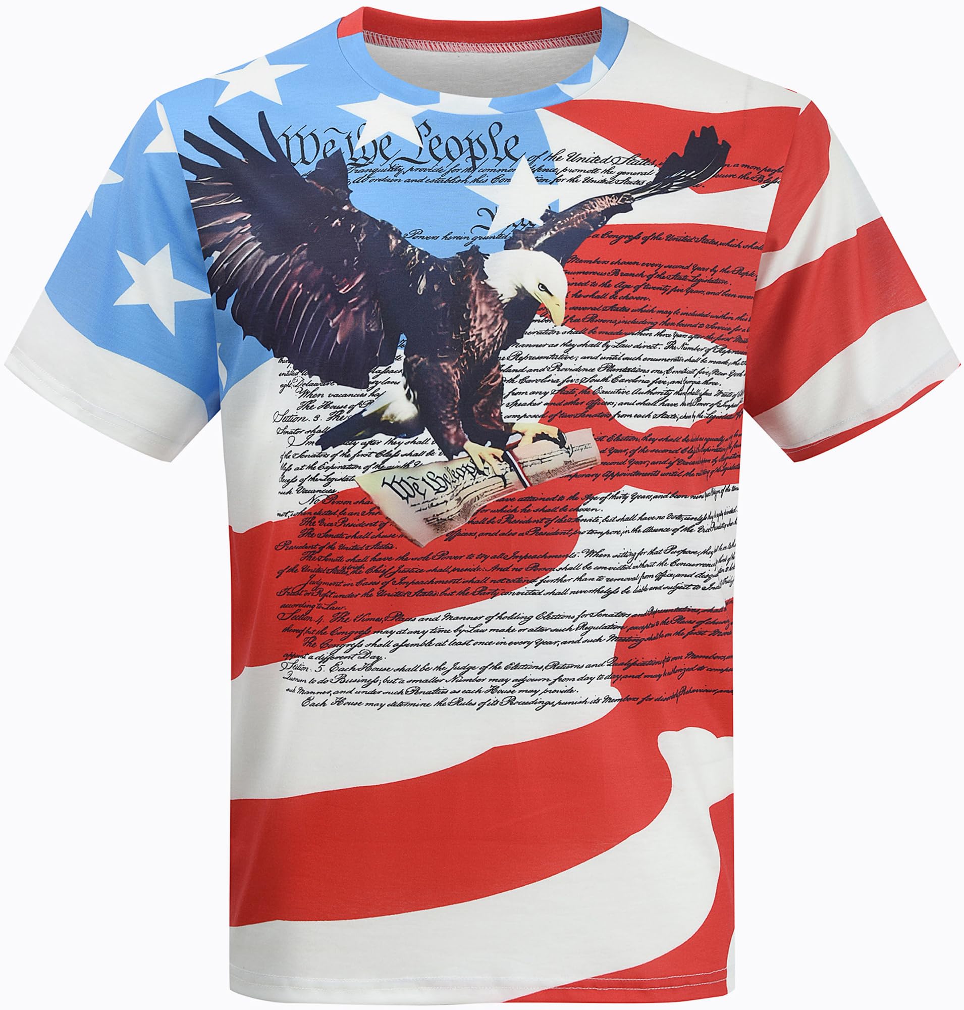 DDSOLMens American Flag Shirt 4th of July Short Sleeve T-Shirt 3D Graphic USA Flag Eagle Stars Stripes Patriotic Tee Top