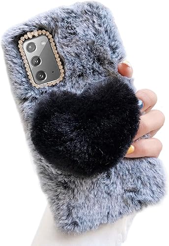 Jorisa Bonita funda de felpa para Samsung Galaxy A52 5G, diseño de corazón de amor en 3D, suave, esponjosa, cálida para invierno, para niñas y