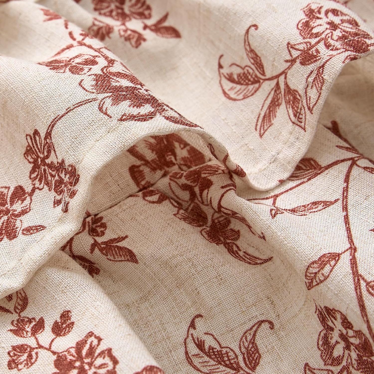 jinchan Alisa Ruffled Floral Valance Curtain 18 Inch 1 Panel Terracotta