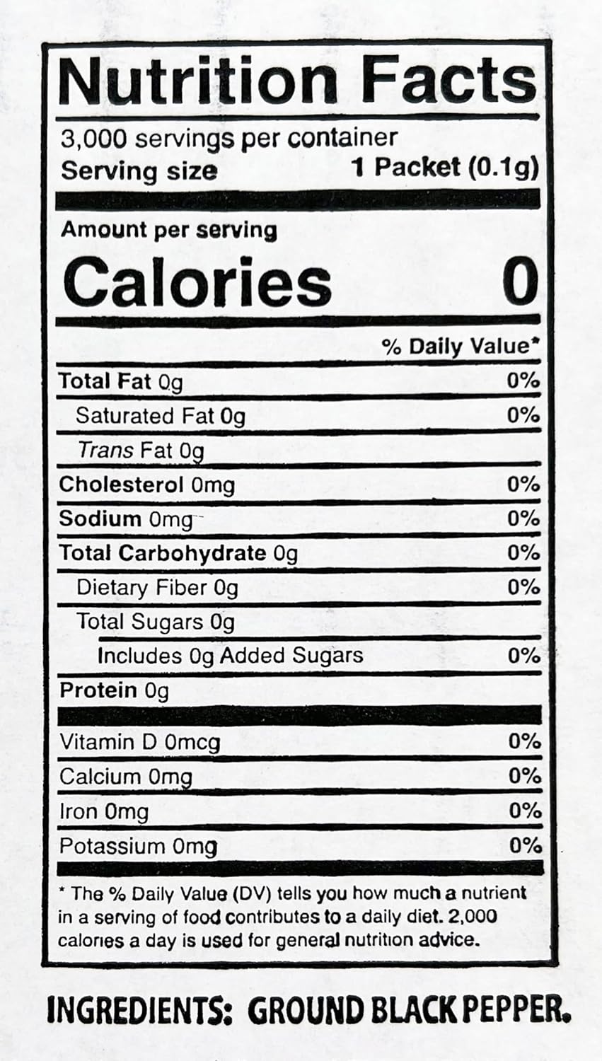 Gourmet Single Serve Ground Black Pepper Packets | By Dasher's Spice & Beans | 1000 Count