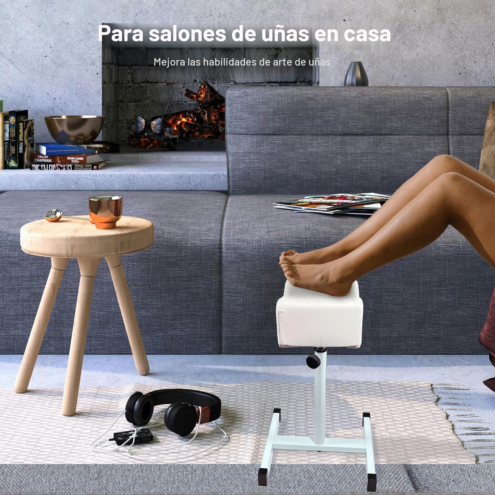 Taburete de pedicura,Cuidado de los pies de manicura,Silla ajustable en altura Reposapiés para uñas Salón,Spa Masaje,Salón de bellezaUña,Blanco