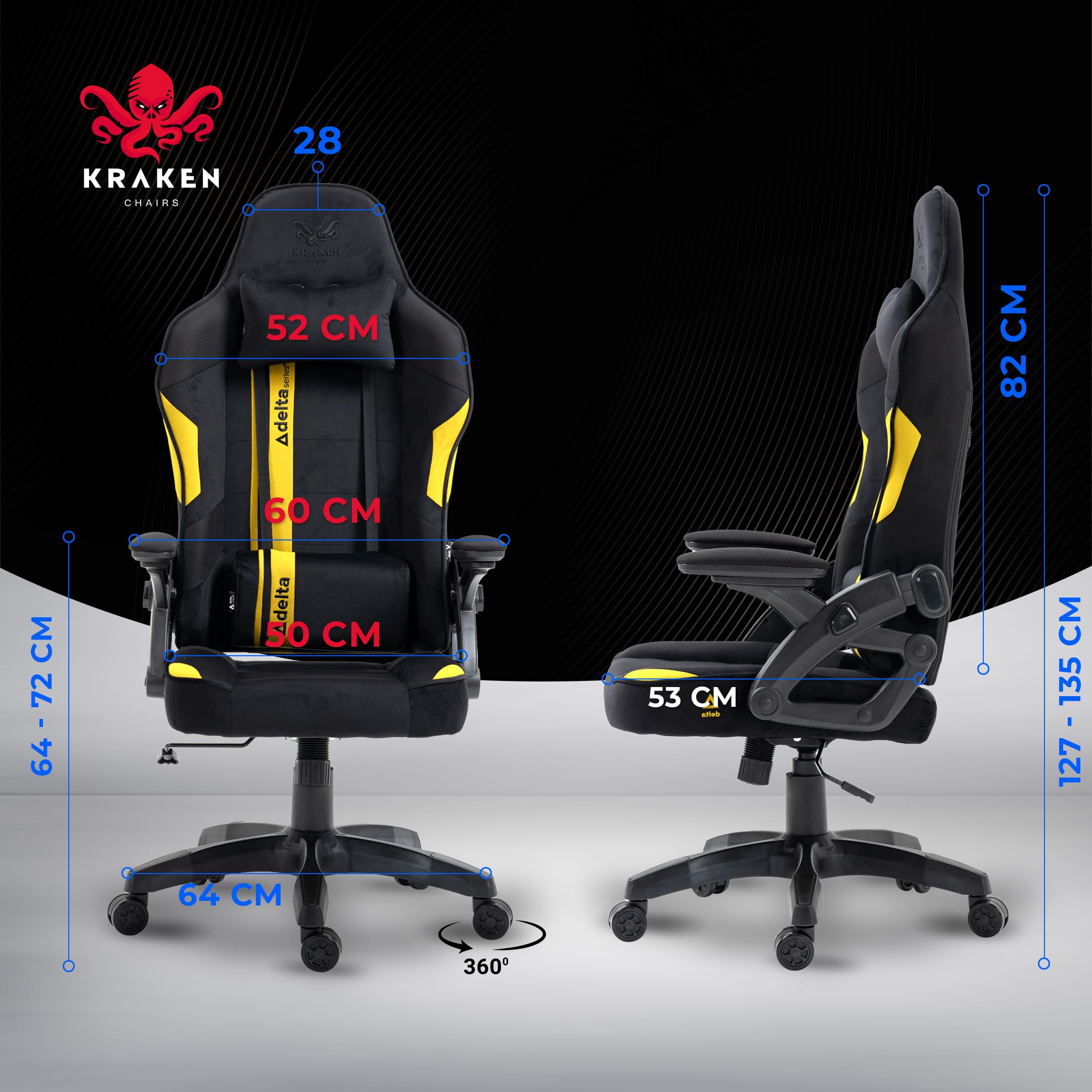 Sedia Gaming Tessuto Velluto - Giallo Poltrona Gaming Ergonomica Con Cuscino Lombare, Poggiatesta, Braccioli 2D E Dondolo, Sedia Ufficio Con Schienale 120°, Portata 130 kg
