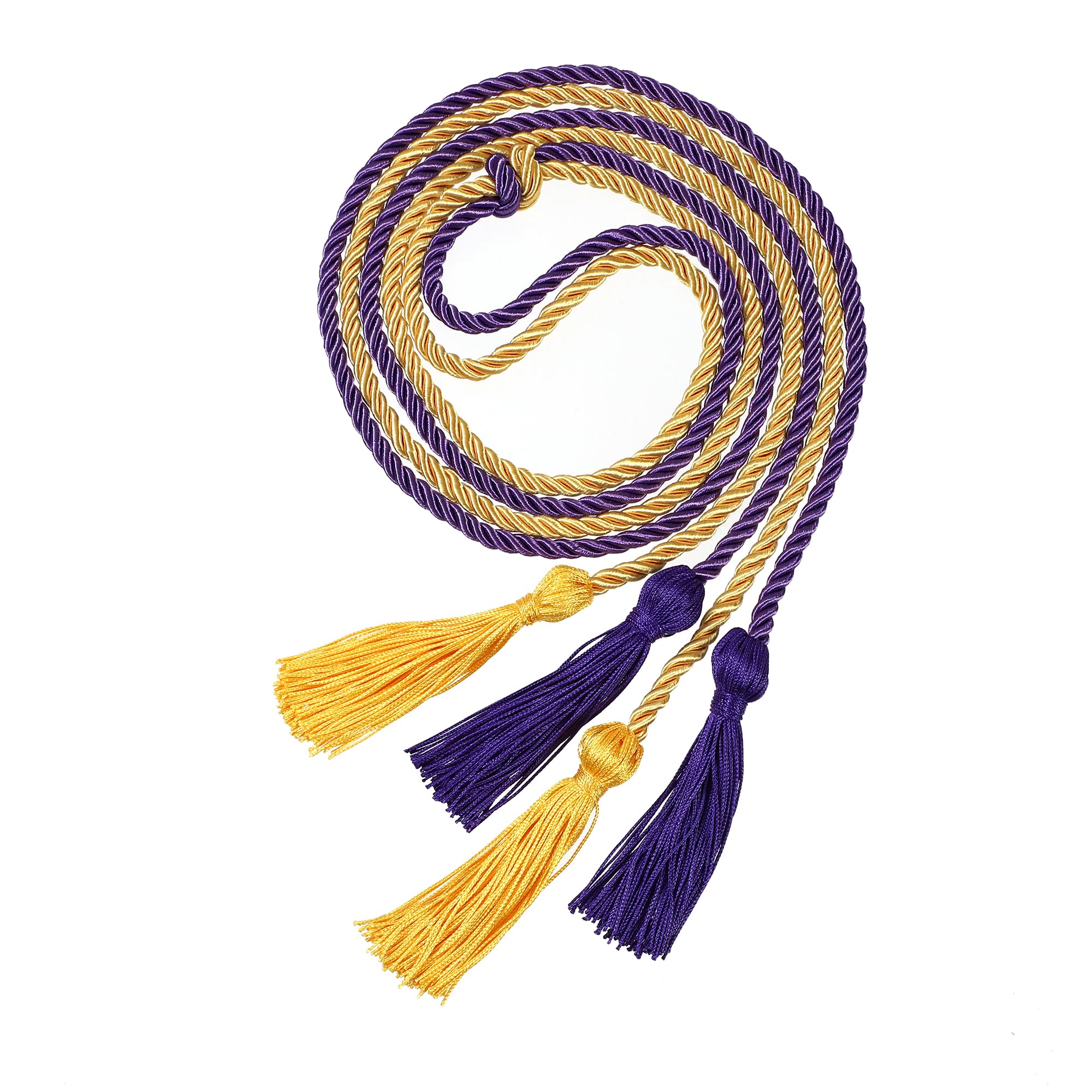Graduation Double Honor Cords with Tassel, 68" Long (Purple+Gold)