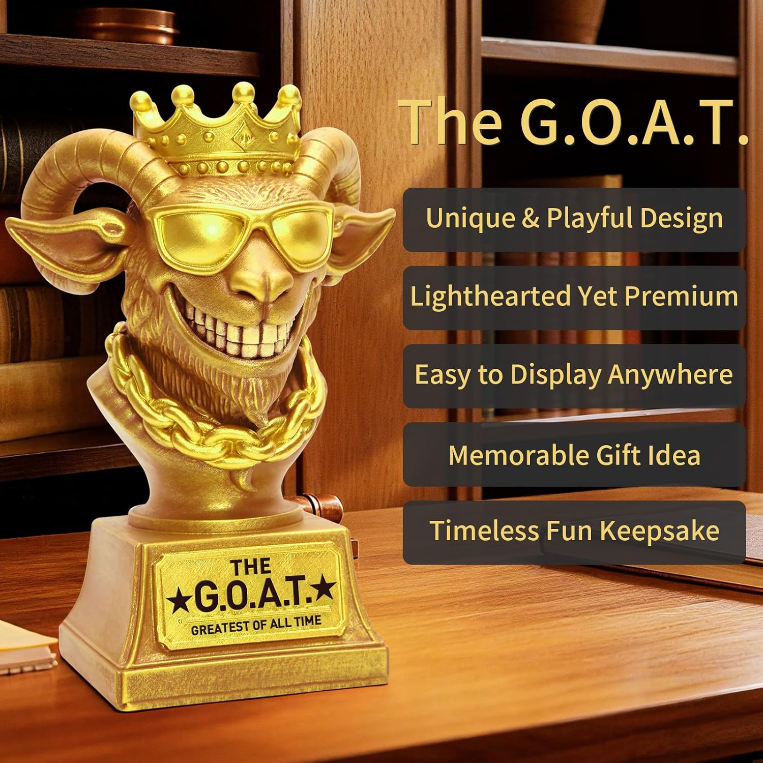 Freetoes The Goat Trophy Award,G.O.A.T Greatest of All Time Funny Trophies for Adults,Large Goat Decor Awards and Trophies Office Desk,Fantasy Football Trophy Best Player Gifts