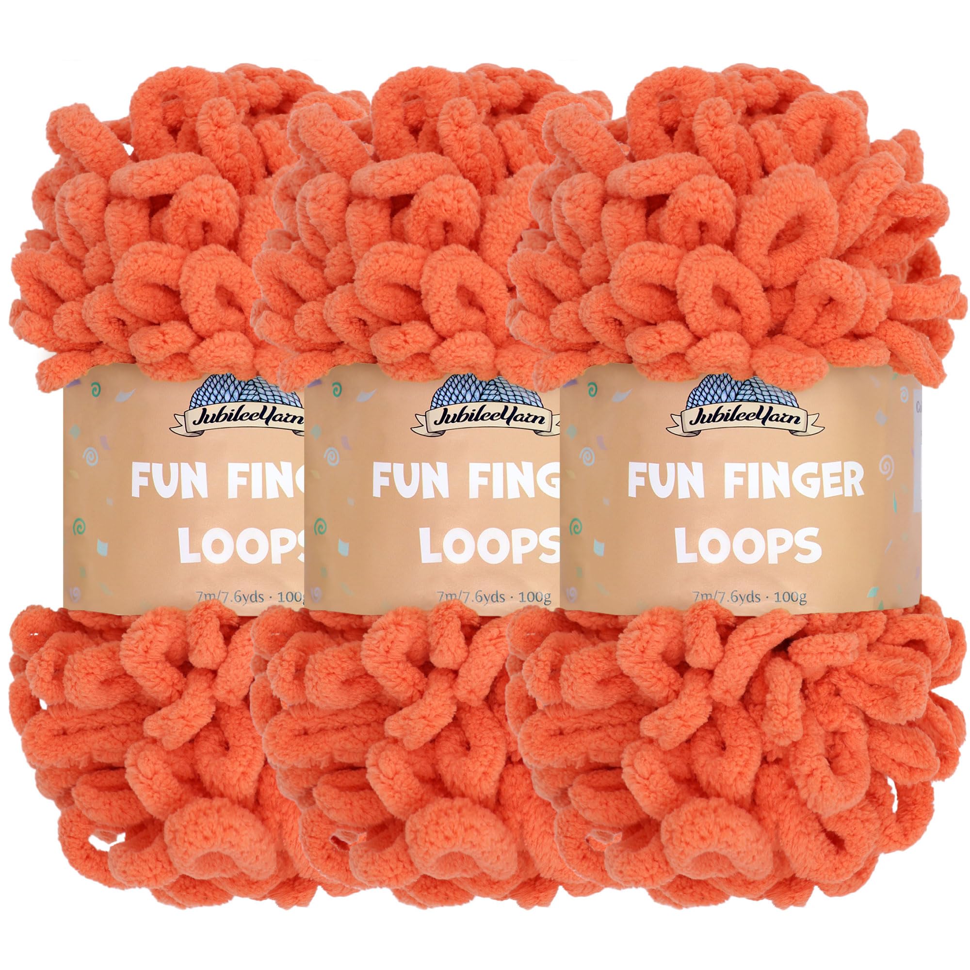 JubileeYarn Fun Finger Loops Yarn - Polyester Jumbo Weight Loop Yarn - 100g/Skein - Living Coral - 3 Skeins — image 1