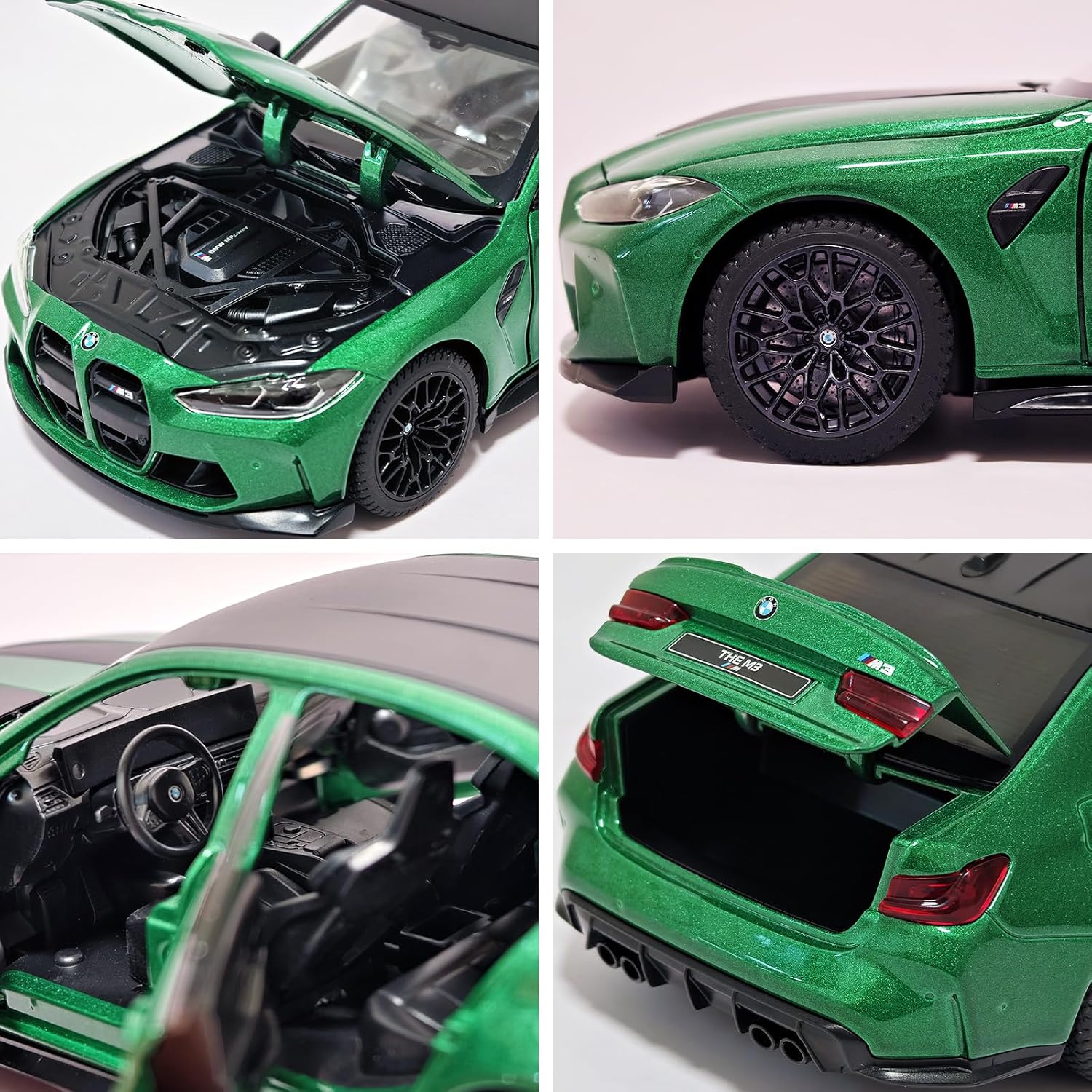Toy car 1/24 BMW M3 Metal Model Car Pull Back Car Toys with Light and Sound Toys Car Collectible Model for Boy (Isle of Man Green)