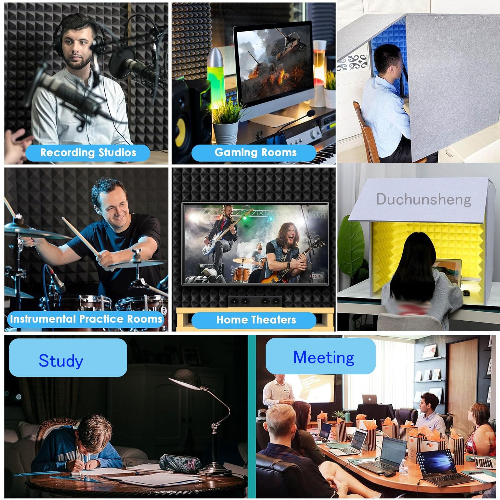 Tragbarer, schalldichter Schallschutz für Mikrofon, Studio, Singen, faltbar und einfach zu montieren, reduziert Lärm und absorbiert Gesang, ideal für Gesangsfilterung und Isolierung