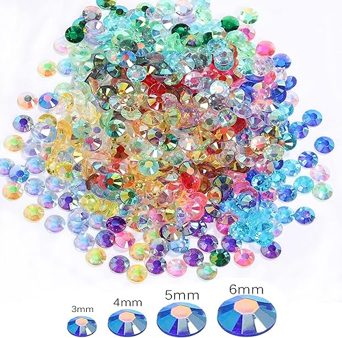 Miniatura 4 de 1000 diamantes de imitación de resina de 0.236 pulgadas con parte trasera plana transparente para manualidades, diamantes de imitación de resina de