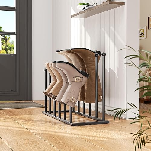Vista 17 de pickpiff Zapatero de pie – Organizador de botas de metal negro para dormitorio, armario, entrada, dormitorio, patio al aire libre, pasillo