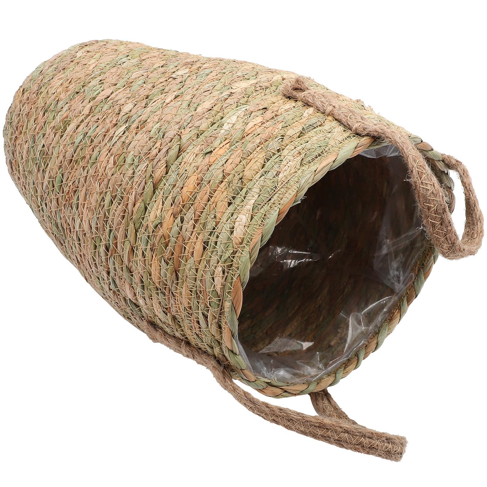 Panier tressé plantes en paille pour un salon bohème chaleureux