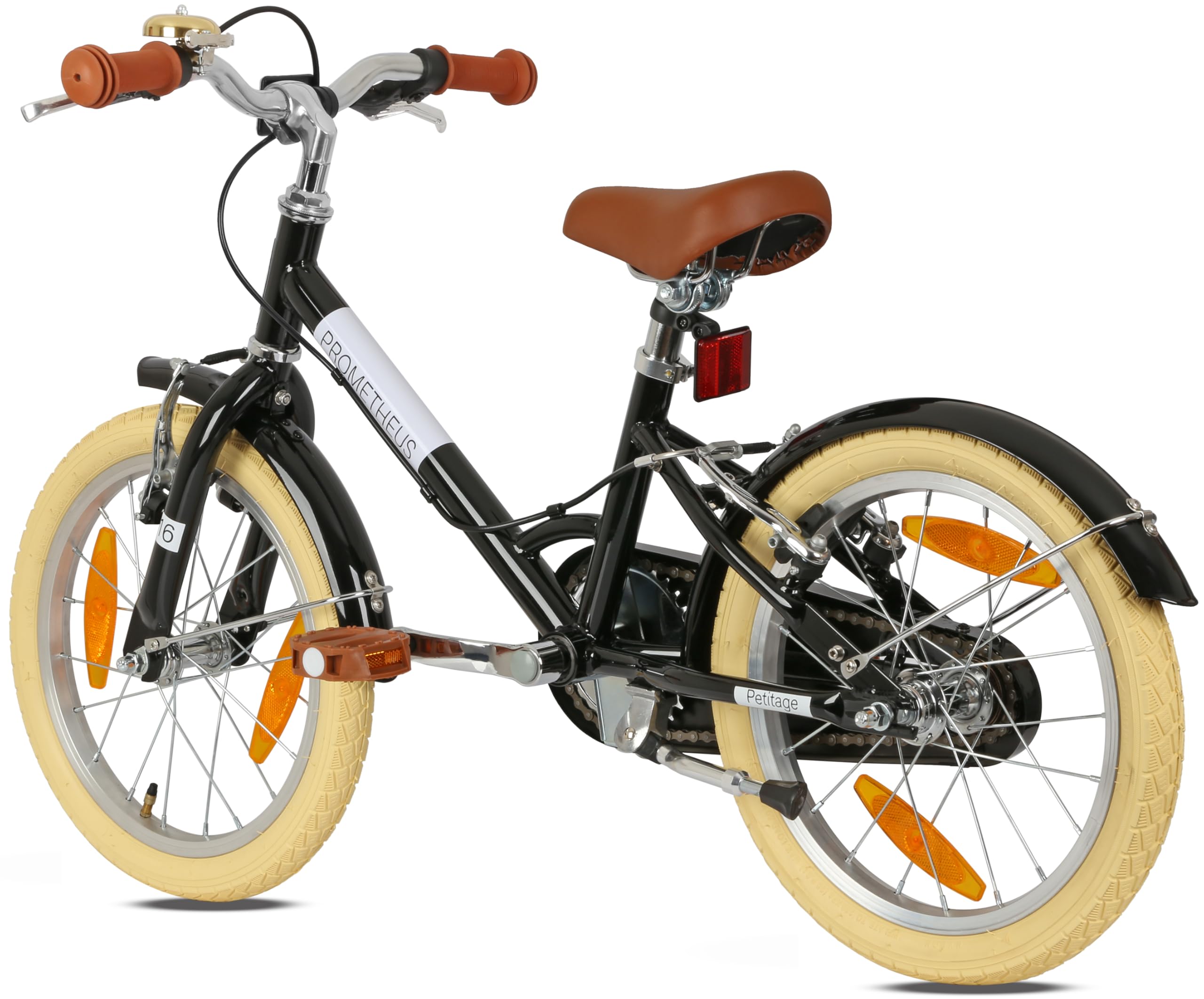 PROMETHEUS BICYCLES Bicicleta infantil retro de 16 pulgadas a partir de 5 años, color negro