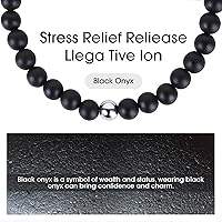 Vista 61 de Black Beaded Bracelets for Men Boys: 6mm Obsidian Onyx Lava Beads Mens Bracelet Set Mens Jewelry - Cool Anniversary Valentines Fathers Birthday