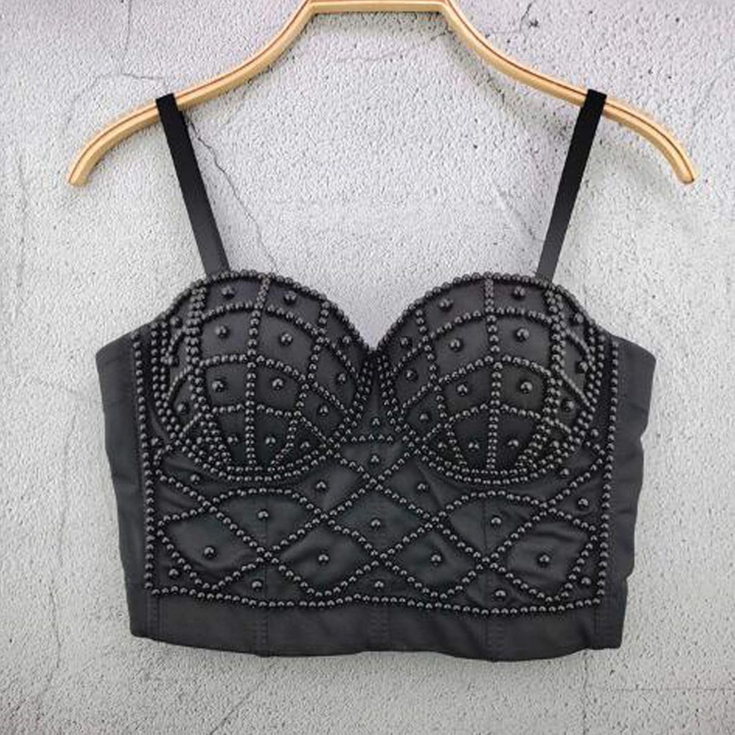 VEENDEO Women's Strap Beads Bustier Corset Crop Top Club Party Bra - Image 3