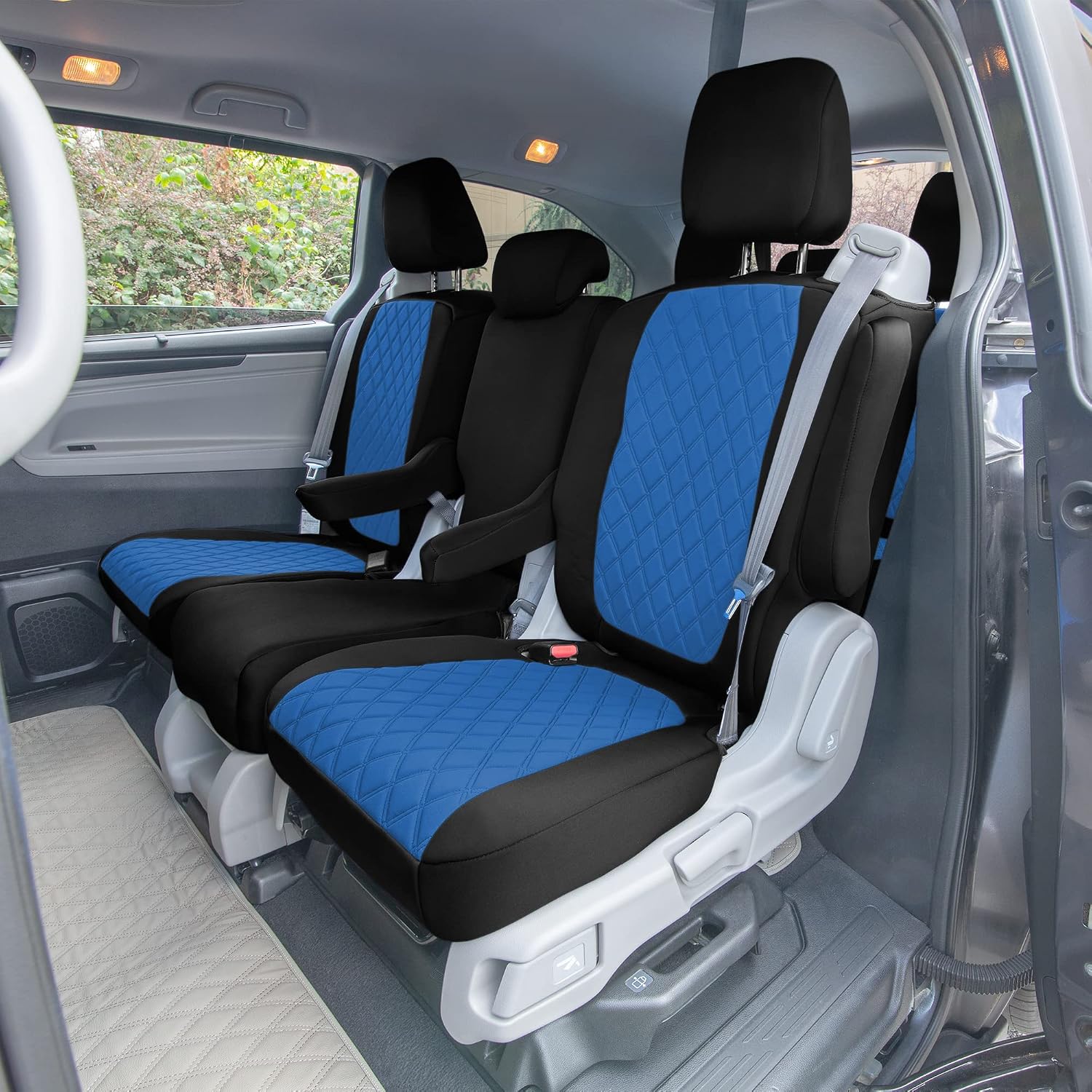 FH Group Custom Fit Car Seat Covers Specifically Made for 2018–2023 Honda Odyssey, Rear Set Blue Ultraflex Neoprene, Waterproof Car Seat Cover, Honda Odyssey Accessories