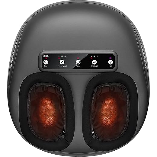 Medcursor Shiatsu Foot Massager Machine with Heat, Deep Kneading Massage, Multi-Level Settings, Electric Muscle Roller Feet Massager for Home or Office Use