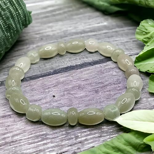 Miniatura 3 de 3J Crystal Shetai Jade Natural Healing Crystal Anxiety Anger Fear Heart Chakra Forgiveness Empathy Stretch Bracelet Men Women Youth Kids (XL)