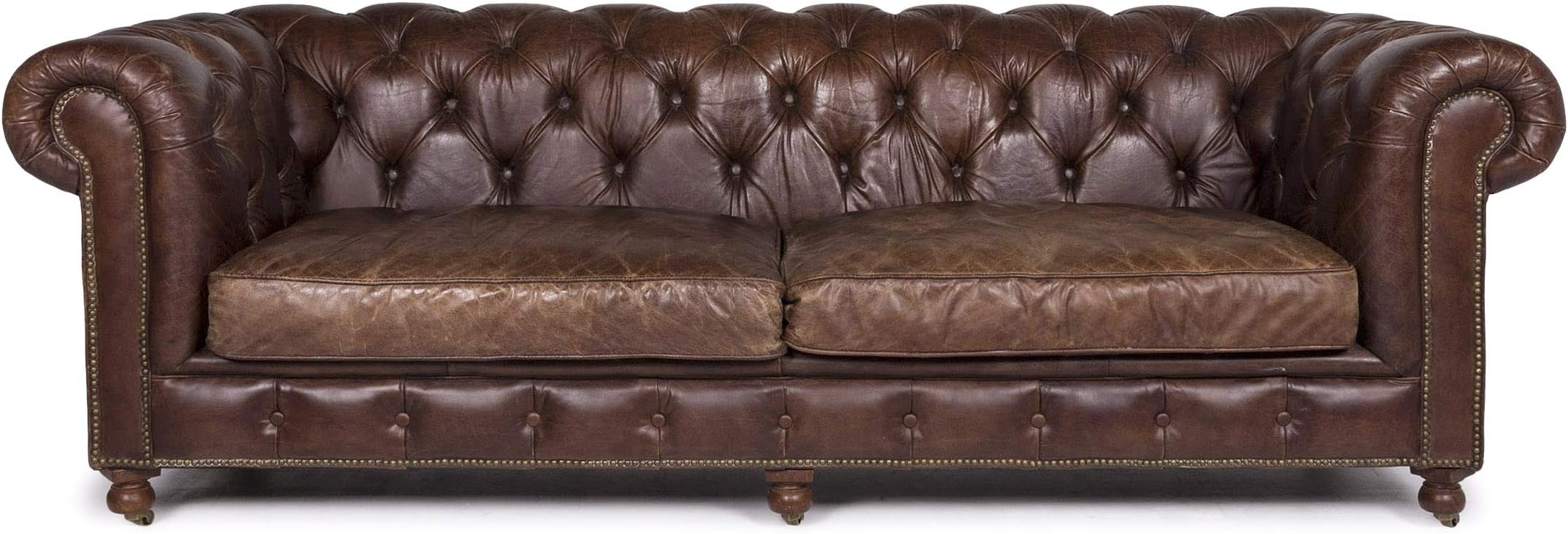 Chesterfield leather sofa brown three seater retro couch