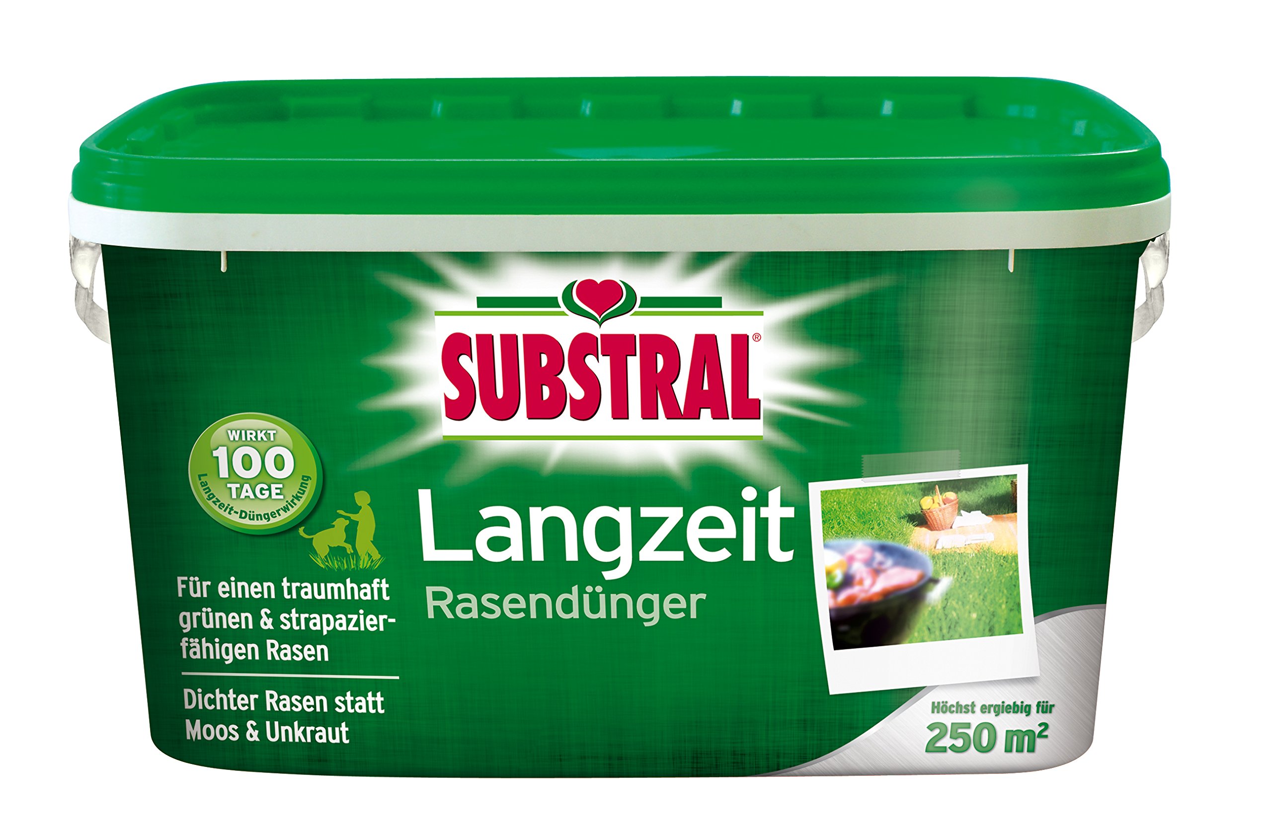 Substral Langzeit Rasendünger, 250 m², 5 kg, 100 Tage Langzeitdüngung, für dichten und saftig grünen Rasen