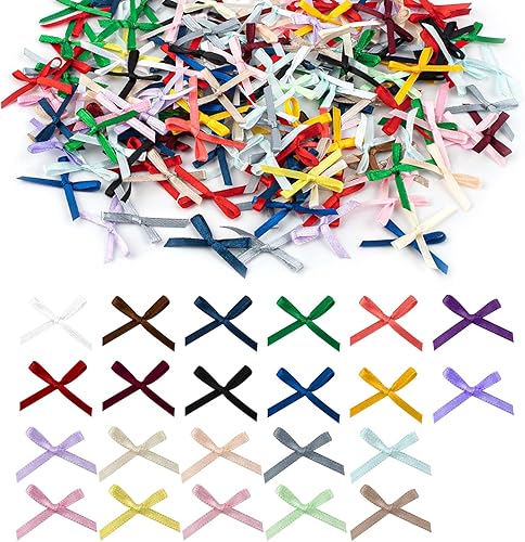 AUEAR, Mini cinta de satén con lazos de flores, corbatas para manualidades, adornos para álbumes de recortes, proyectos de bricolaje, corbatines