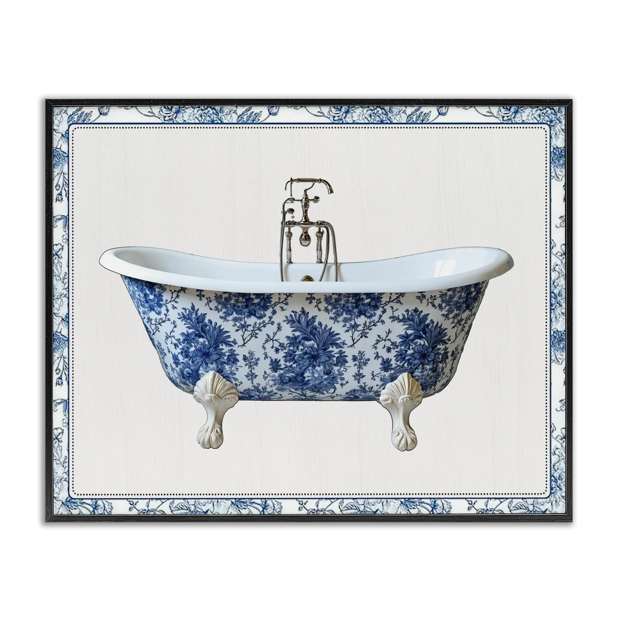 'Vintage Chinoiserie Bathtub'| Framed Giclee Art