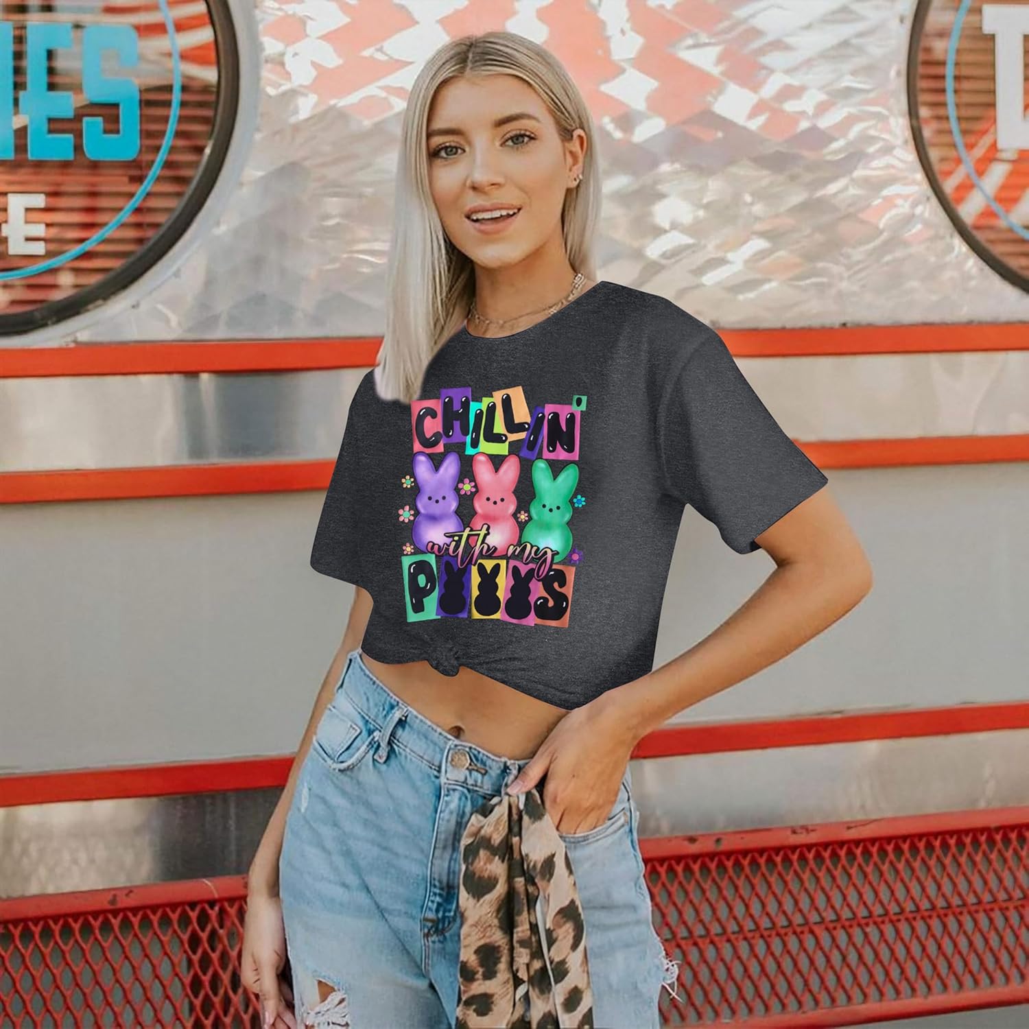 Easter Shirts for Women Rabbit Bunny Eggs T Shirt Happy Easter Day Graphic Short Sleeve Tee Tops - Image 5