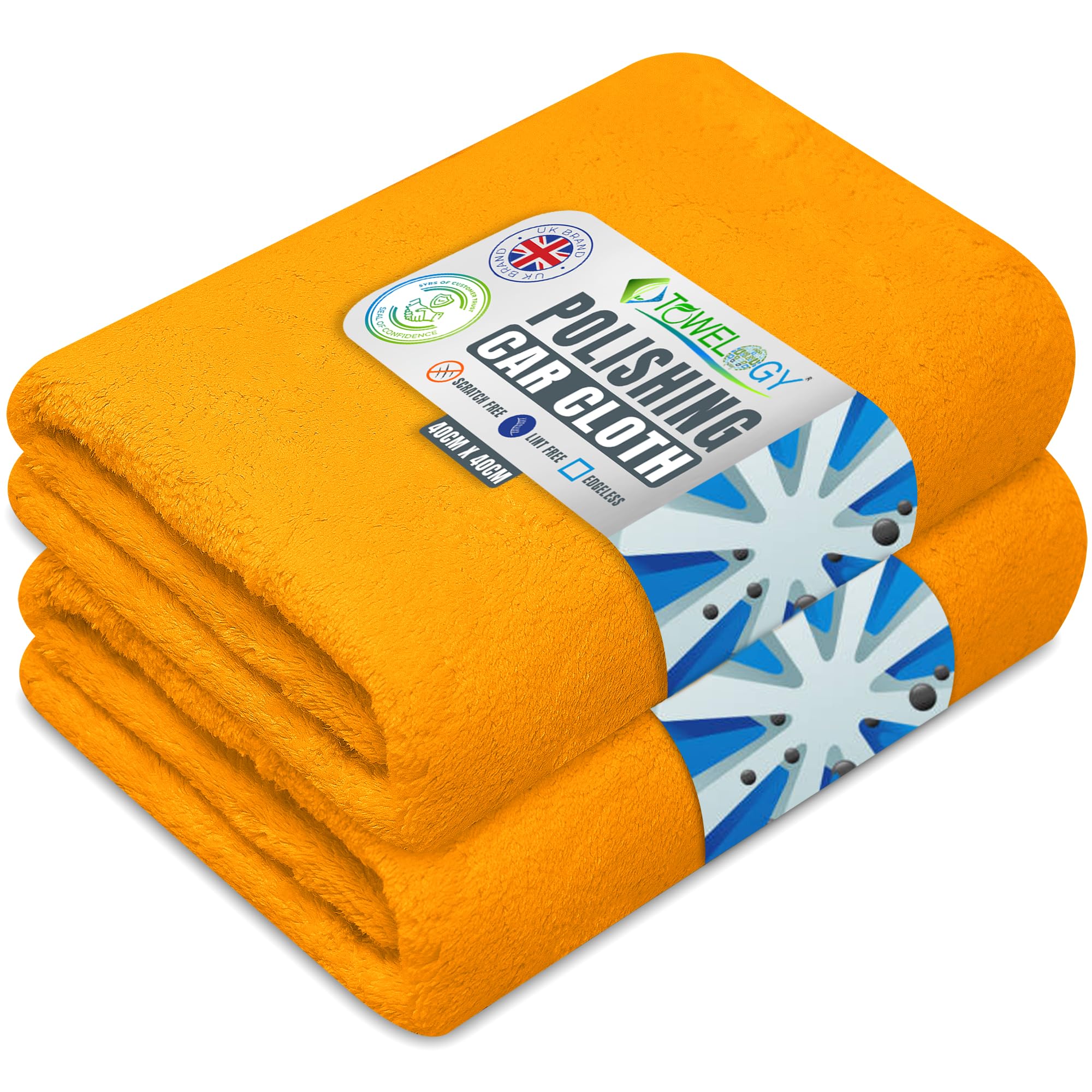 Towelogy Orange Towelogy® G76 Premium Car Polishing Cloth Lint Free & Ultra Soft For Professional Buffing To Enhance Gloss 40X40cm (Orange)