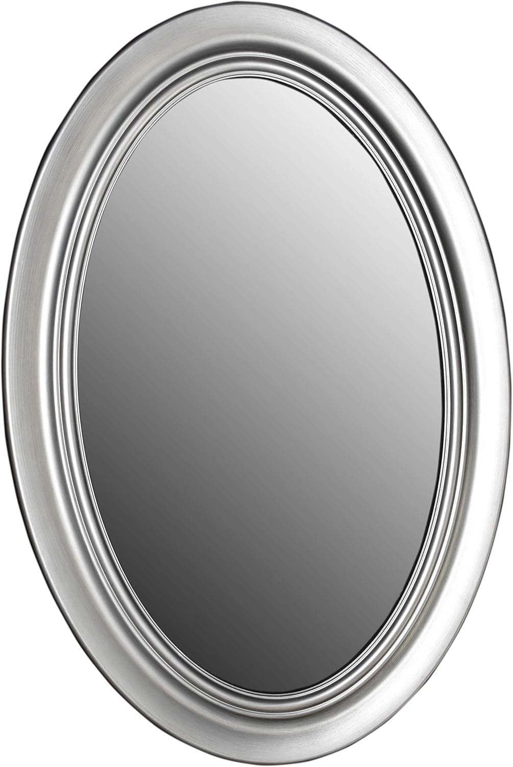 Mirrors and More Wellsandra Brushed Nickel Framed Oval Non Bevel Bath Mirror(3) D